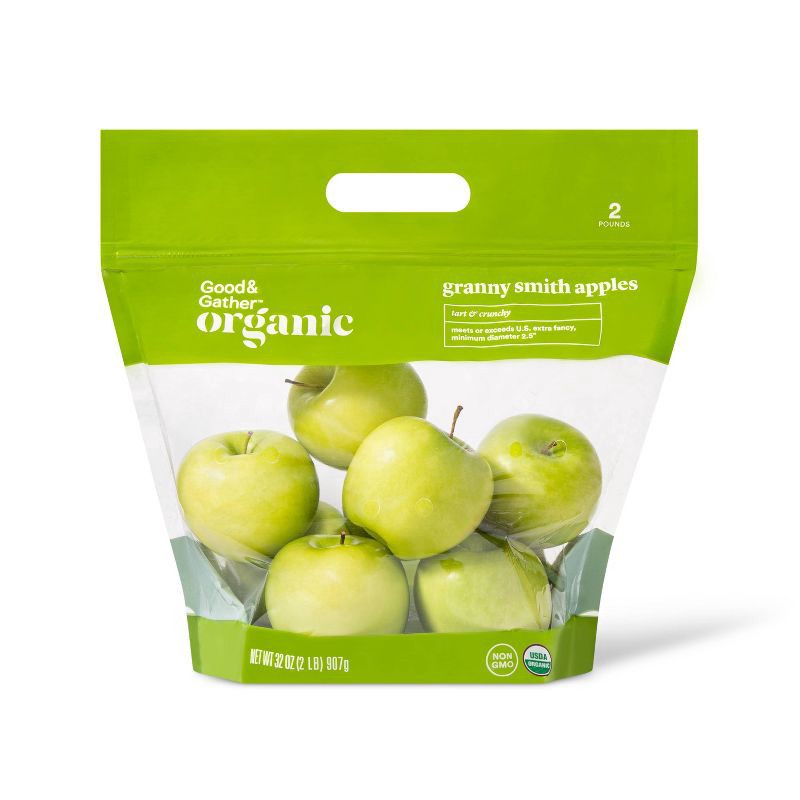 slide 1 of 3, Organic Granny Smith Apples - 2lb Bag - Good & Gather™, 2 lb