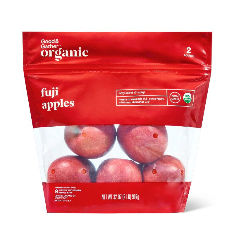 slide 1 of 4, Organic Fuji Apples - 2lb Bag - Good & Gather™, 2 lb