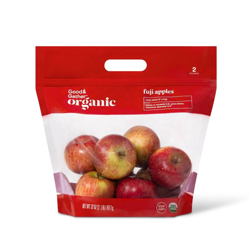 slide 1 of 4, Organic Fuji Apples - 2lb Bag - Good & Gather™, 2 lb