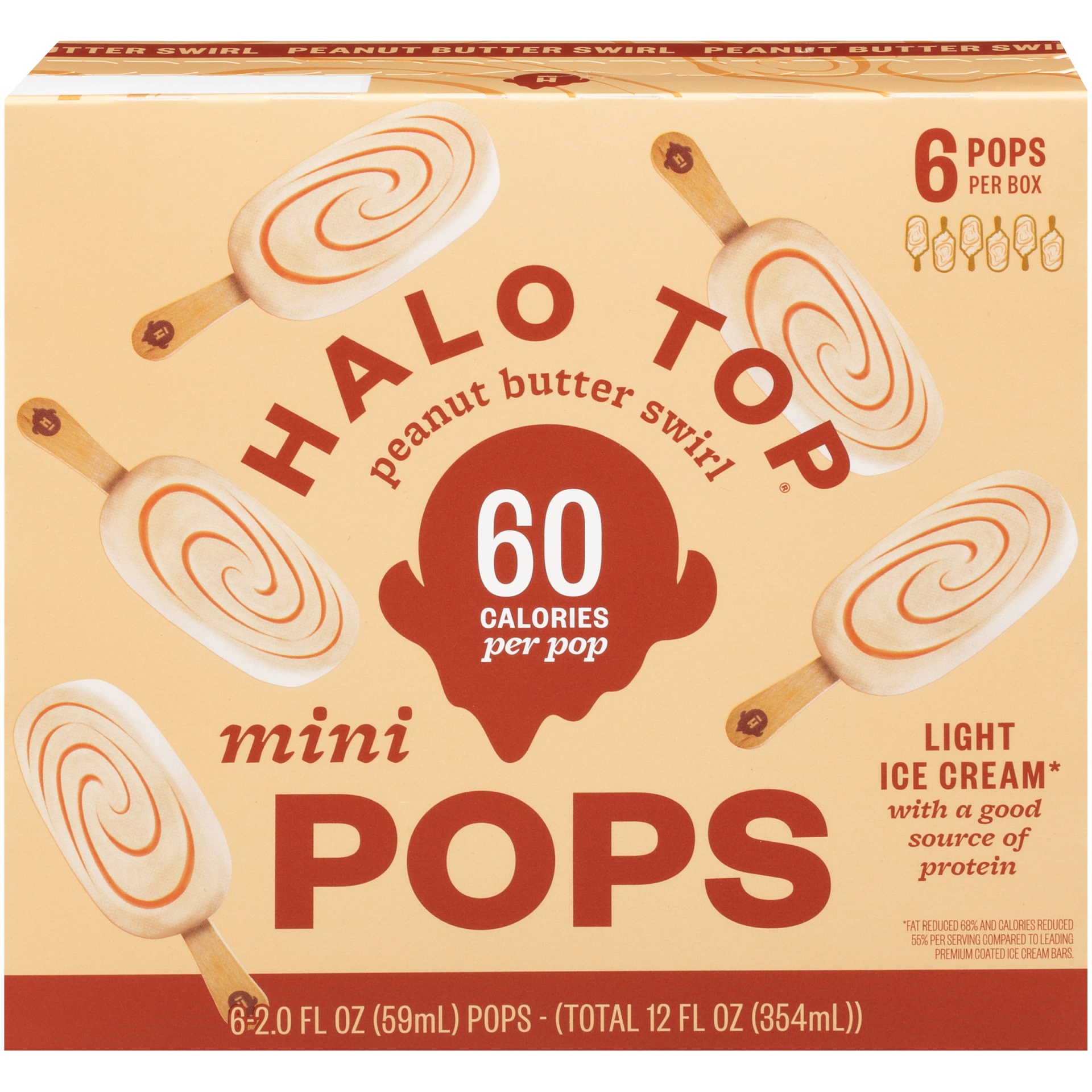 slide 3 of 7, Halo Top Creamery Pops Peanut Butter Swirl Ice Cream Pops, 6 ct; 2 fl oz