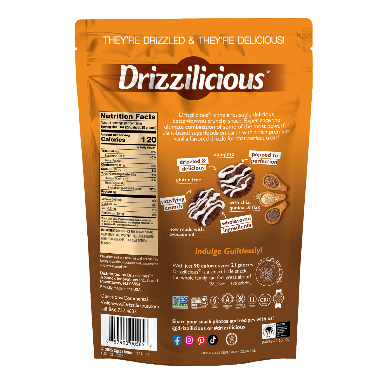 slide 2 of 2, Drizzilicious Cookies & Cream Bites with Chia, Quinoa & Flax 4 oz, 4 oz