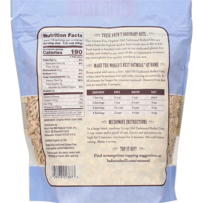 slide 2 of 4, Bob's Red Mill Gluten Free Organic Old Fashioned Rolled Oats - 32oz, 32 oz