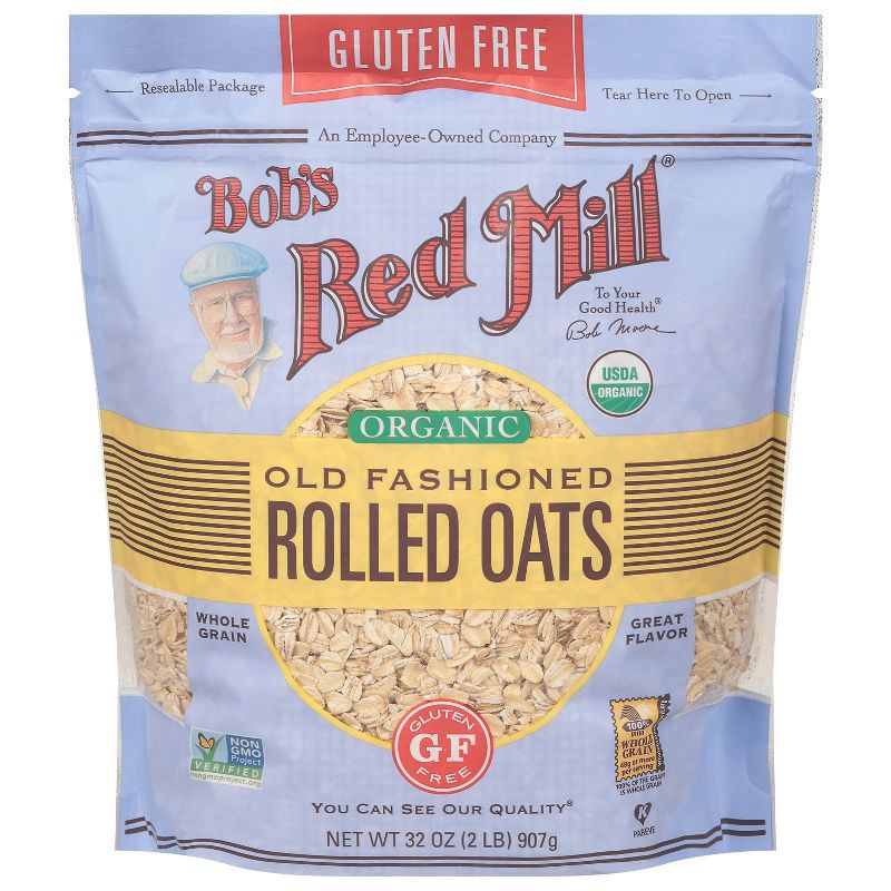 slide 1 of 4, Bob's Red Mill Gluten Free Organic Old Fashioned Rolled Oats - 32oz, 32 oz