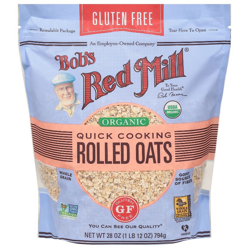 slide 1 of 3, Bob's Red Mill Gluten Free Organic Quick Cooking Rolled Oats - 28oz, 28 oz