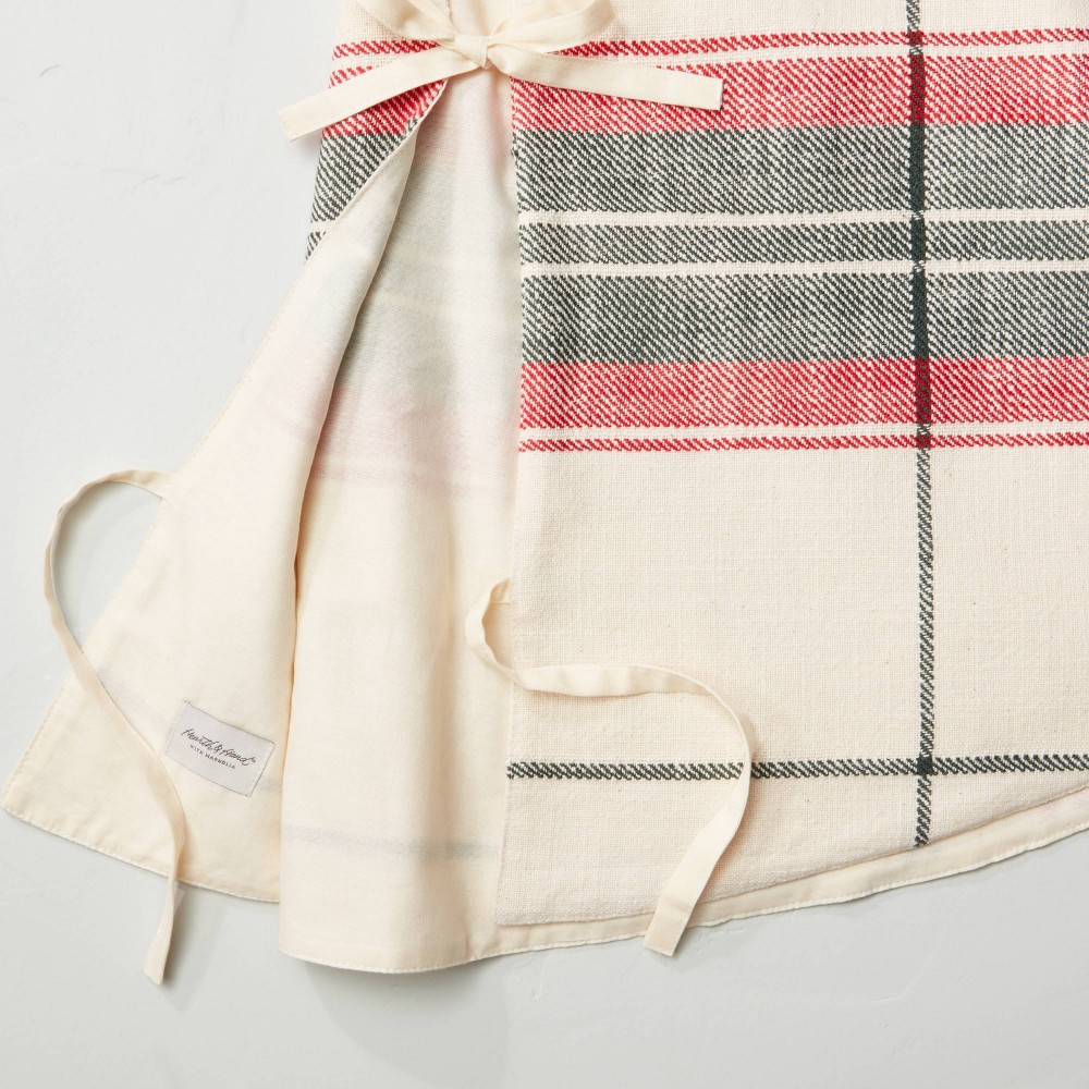 slide 3 of 3, 52" Holiday Plaid Woven Christmas Tree Skirt Red/Green/Cream - Hearth & Hand with Magnolia, 1 ct