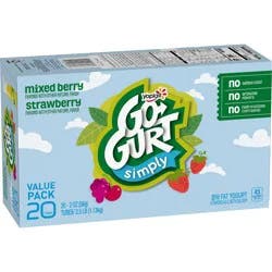 Yoplait Simply Go-Gurt Mixed Berry/Strawberry Fat Free Kids' Yogurt - 40oz/20ct
