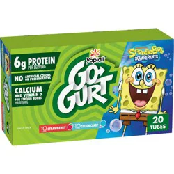 Yoplait Go-Gurt Strawberry/Cotton Candy Fat Free ' Yogurt - 40oz/20ct: Gluten-Free, 6g Protein
