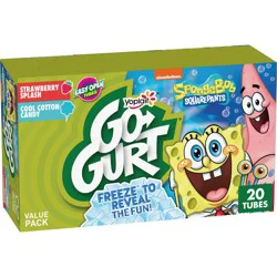 Yoplait Go-Gurt Strawberry/Cotton Candy Fat Free Kids' Yogurt - 40oz/20ct