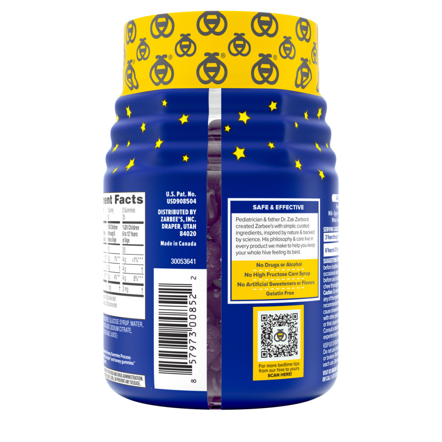 slide 6 of 8, Zarbee's Naturals Zarbee’s Kid’s Sleep Gummies with Melatonin, Drug-Free, Non-Habit Forming, Natural Berry, 50ct, 50 ct