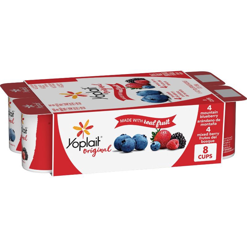 slide 1 of 10, Yoplait Original Mountain Blueberry & Mixed Berry Yogurt - 8ct/6oz Cups, 8 ct; 6 oz