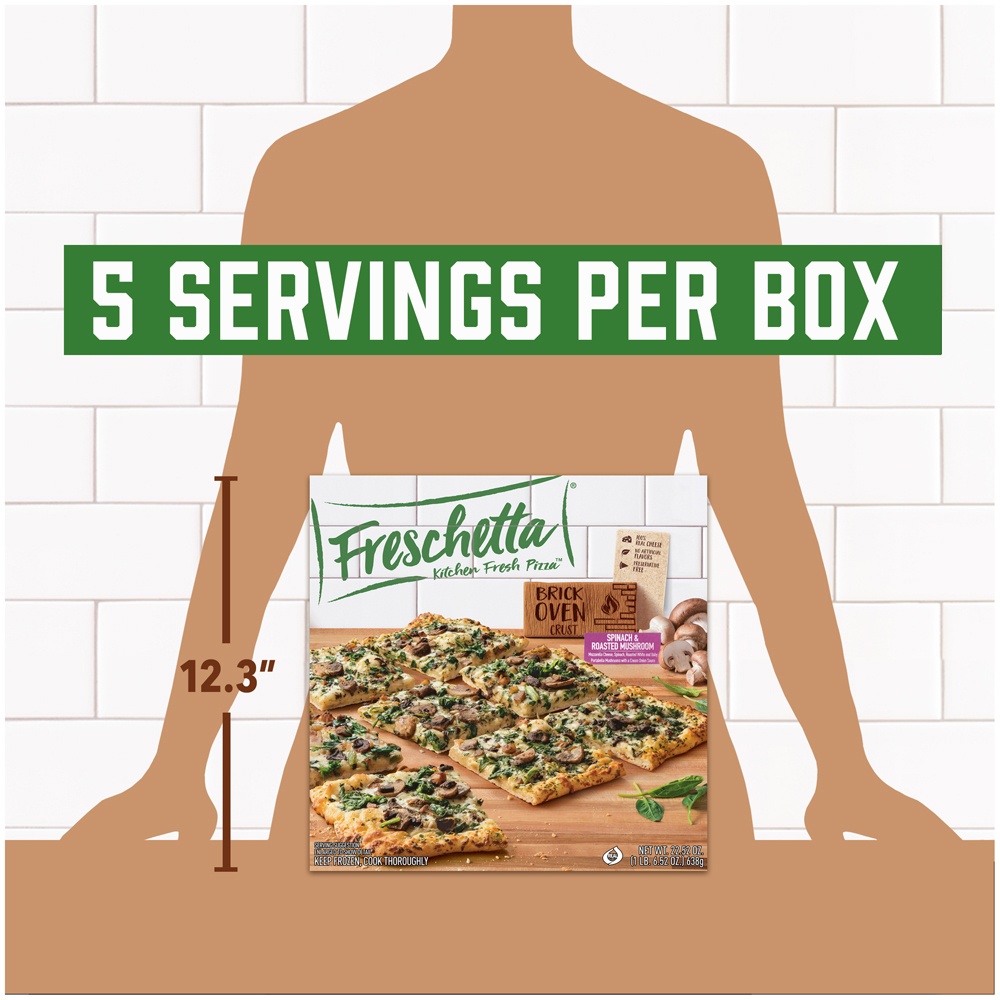 slide 7 of 9, Freschetta Brick Oven Crust Roasted Portabella Mushrooms & Spinach Pizza, 22.52 oz