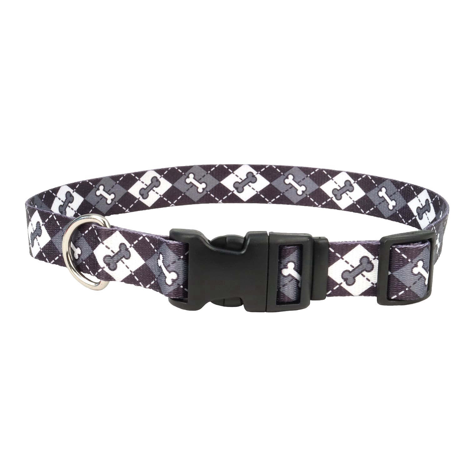 slide 1 of 4, Alliance Black Bones Small/Medium Dog Collar, 1 ct