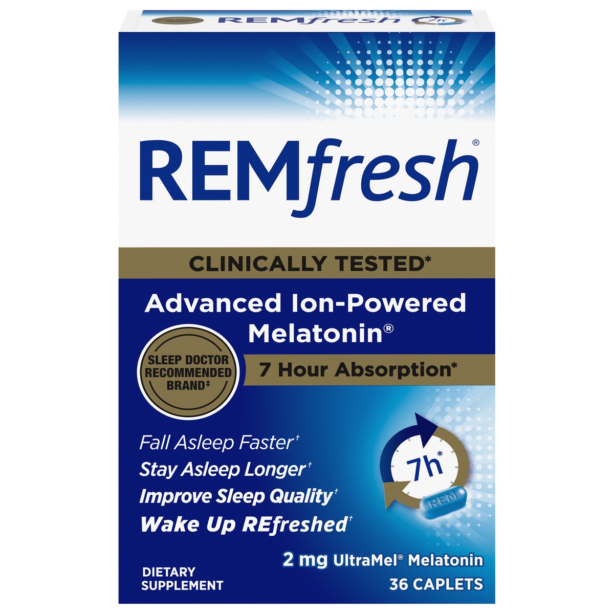 slide 1 of 4, REMfresh UltraMel Caplets 2 mg Advanced Ion-Powered Melatonin 36 ea, 36 ct