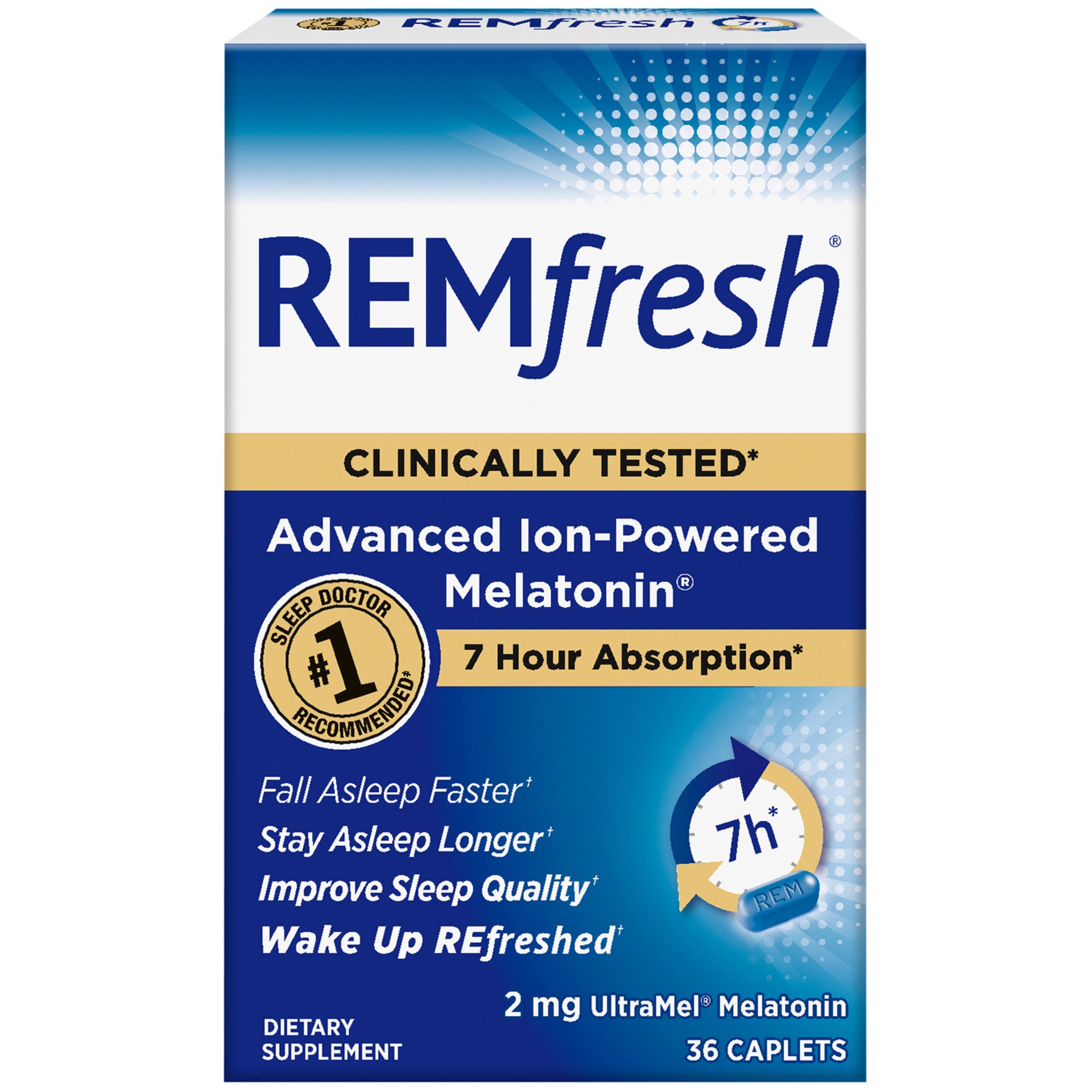 slide 1 of 4, REMFRESH Dietary Supplement cAPLETS 2 mg Carton 36 ct, 36 ct