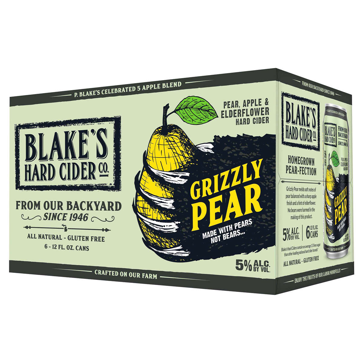 slide 1 of 1, Blake's Hard Cider Co. Grizzly Pear Hard Cider, 6 ct; 12 fl oz