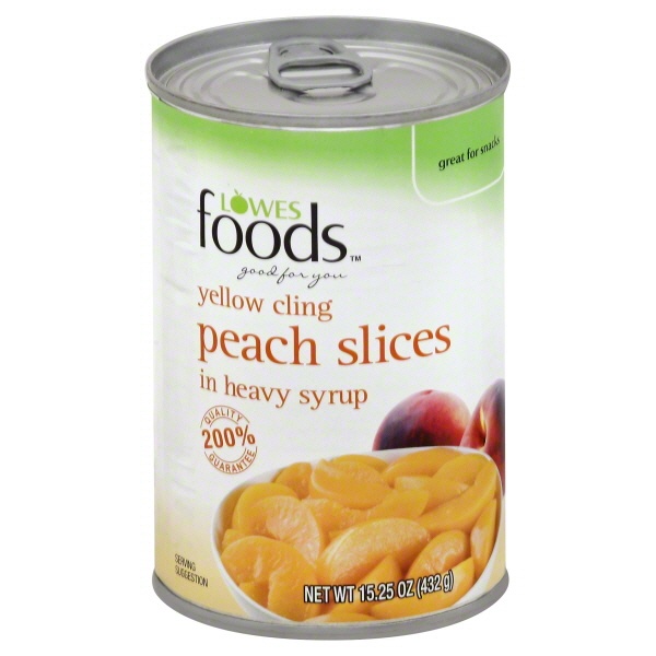 slide 1 of 1, Lowes Foods Yellow Cling Peach Slices In Heavy Syrup, 15.25 oz