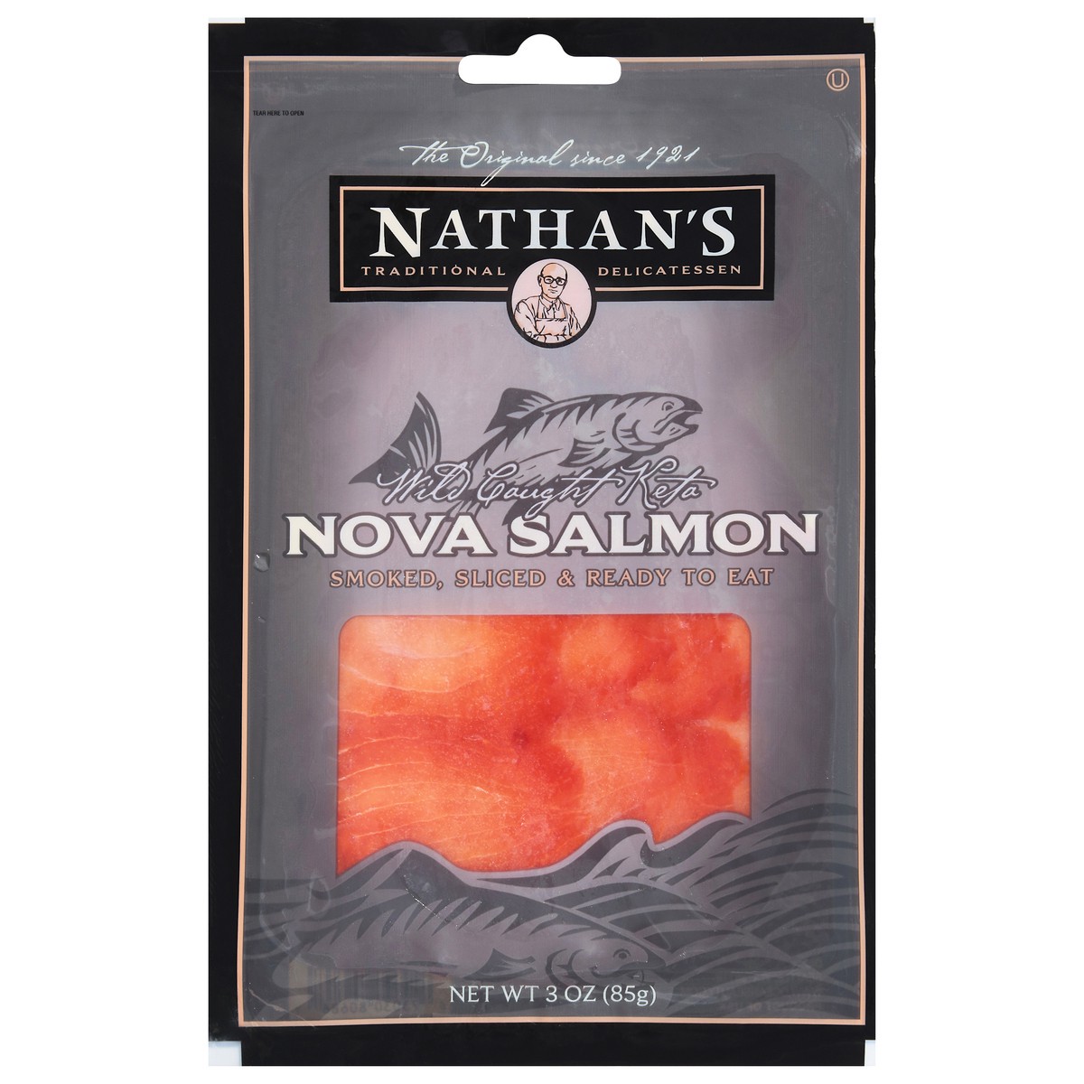 slide 1 of 3, Nathan's Famous Wild Caught Keta Nova Salmon 3 oz, 3 oz