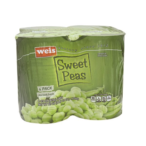 slide 1 of 1, Sweet Peas 4CT Canned Vegetables, 60 oz