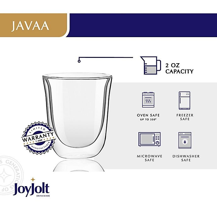 slide 7 of 7, JoyJolt Joy Jolt Javaah Double Wall Espresso Glass, 4 ct