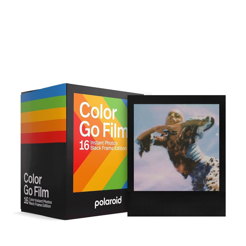 slide 3 of 7, Polaroid Go Black Frame Film - Double Pack: Instant Camera Film, ISO 600, 8 Exposures per Roll, 1 ct