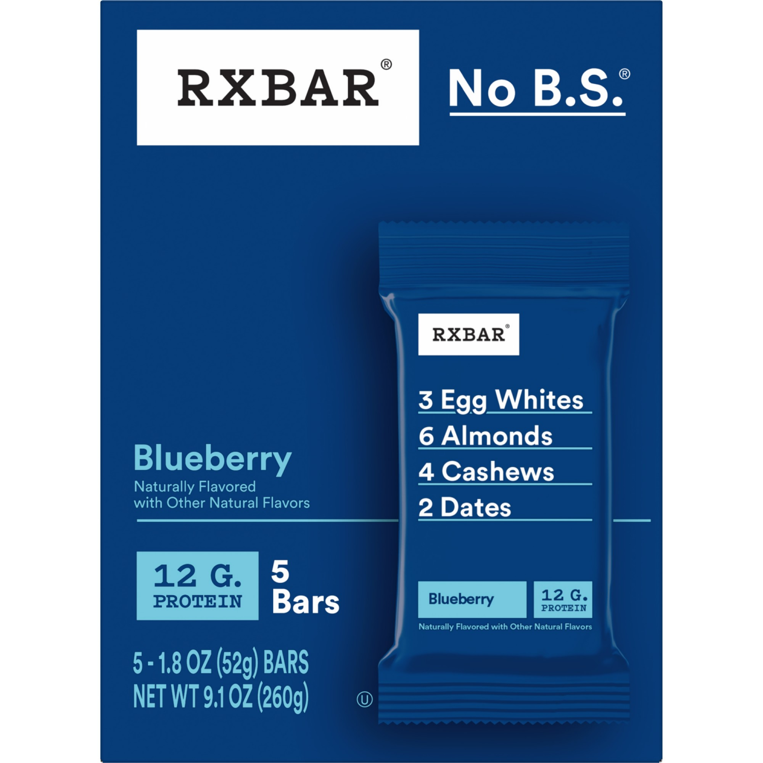 slide 4 of 8, RXBAR Blueberry Protein Bars, 5 ct