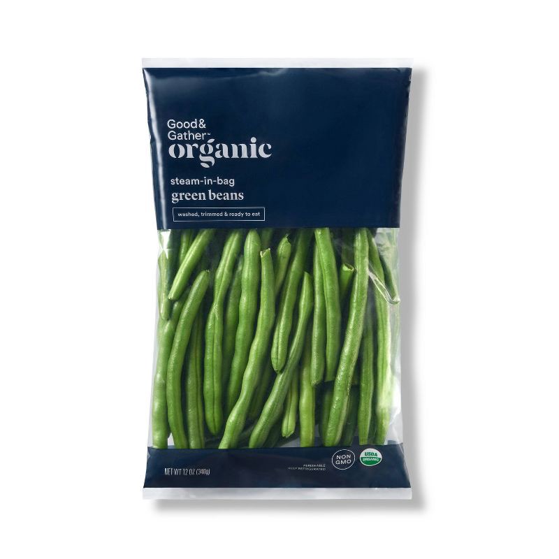 slide 1 of 4, Organic Steam-in-Bag Green Beans - 12oz - Good & Gather™, 12 oz