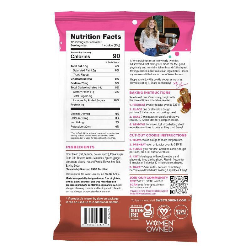 slide 5 of 8, Sweet Loren's Gingerbread Cookie Dough, 9.6oz, 12 ct