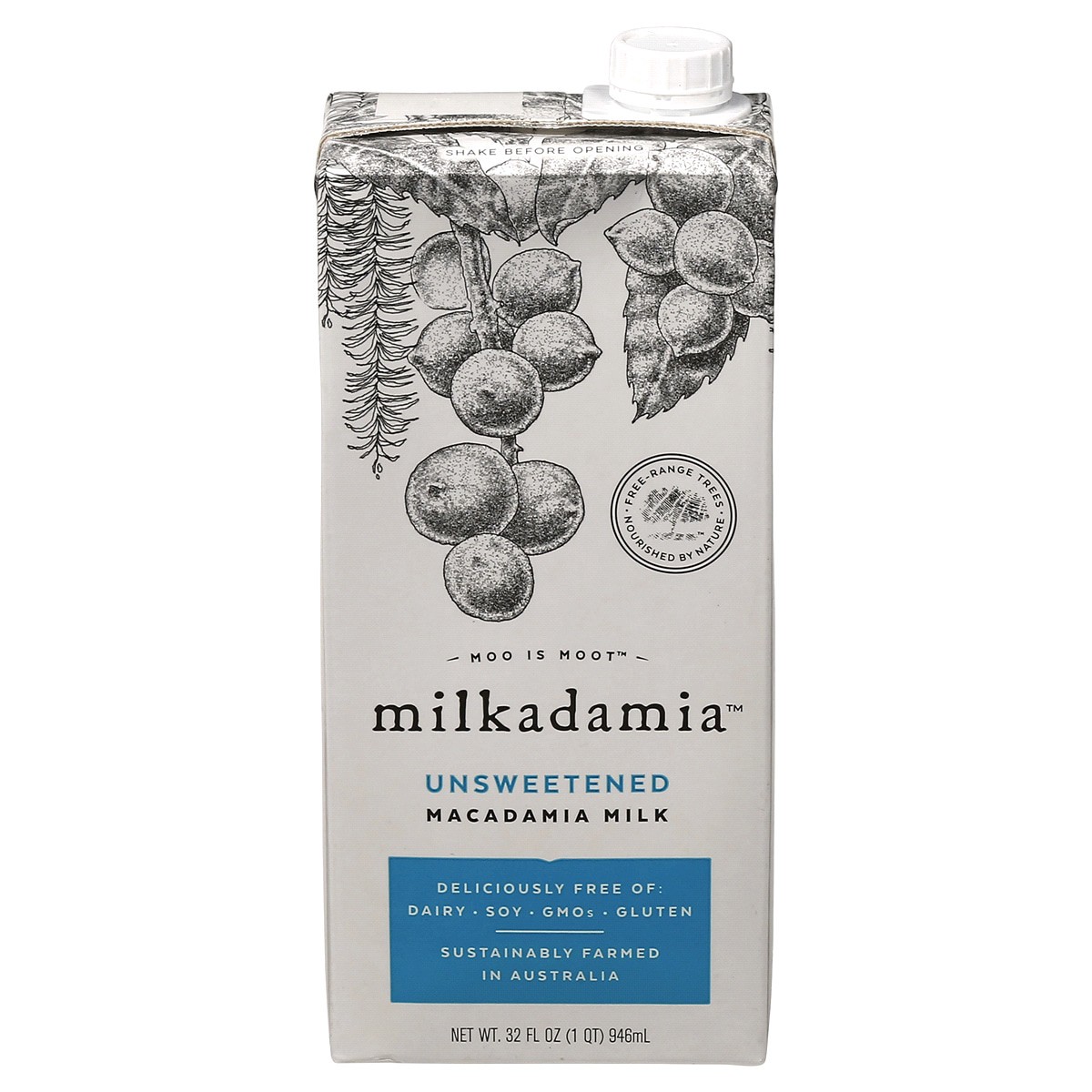 slide 1 of 1, Milkadamia Unsweetened Macadamia Milk 32 fl oz, 32 fl oz
