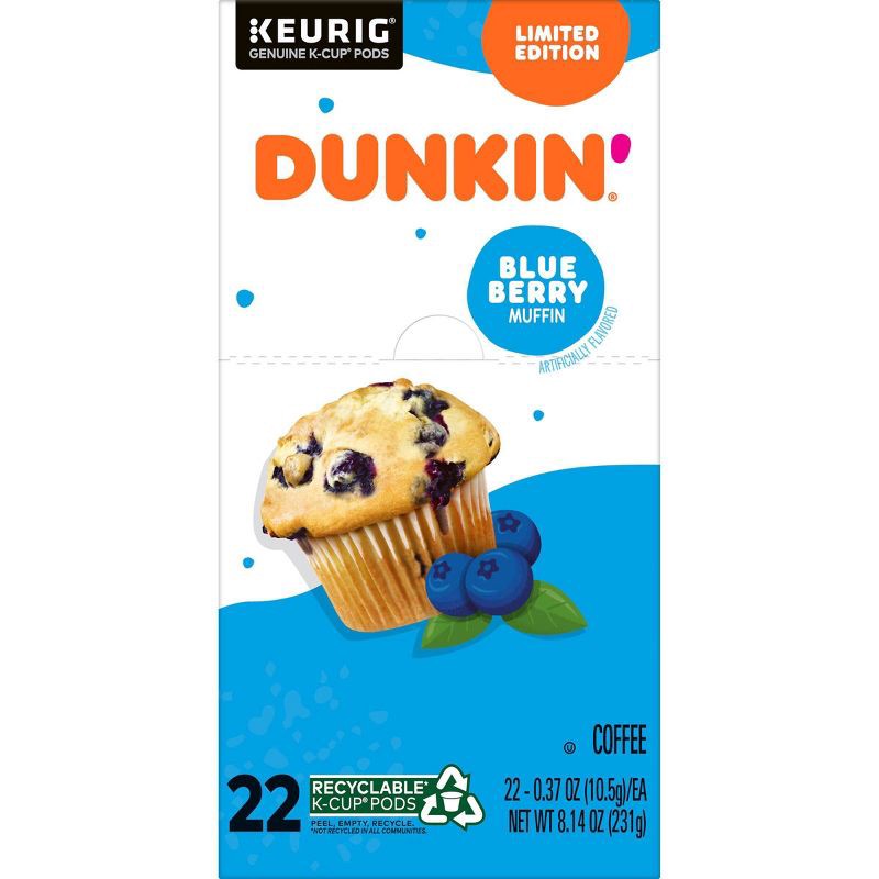 slide 6 of 7, Dunkin' Donuts Dunkin Blueberry Muffin Medium Roast Coffee - 22ct, 22 ct