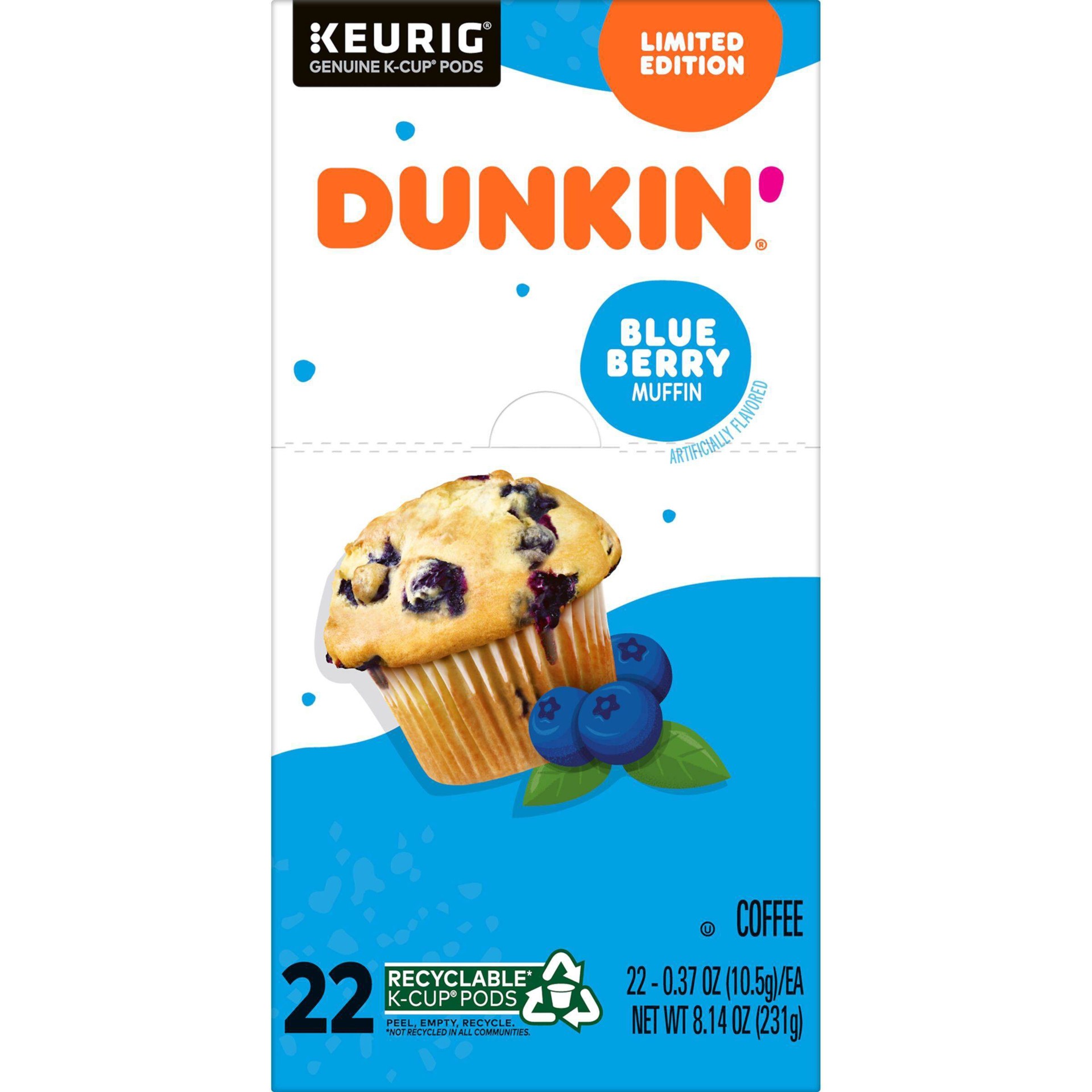 Dunkin' Donuts Dunkin Blueberry Muffin Medium Roast Coffee 22ct 22 ct