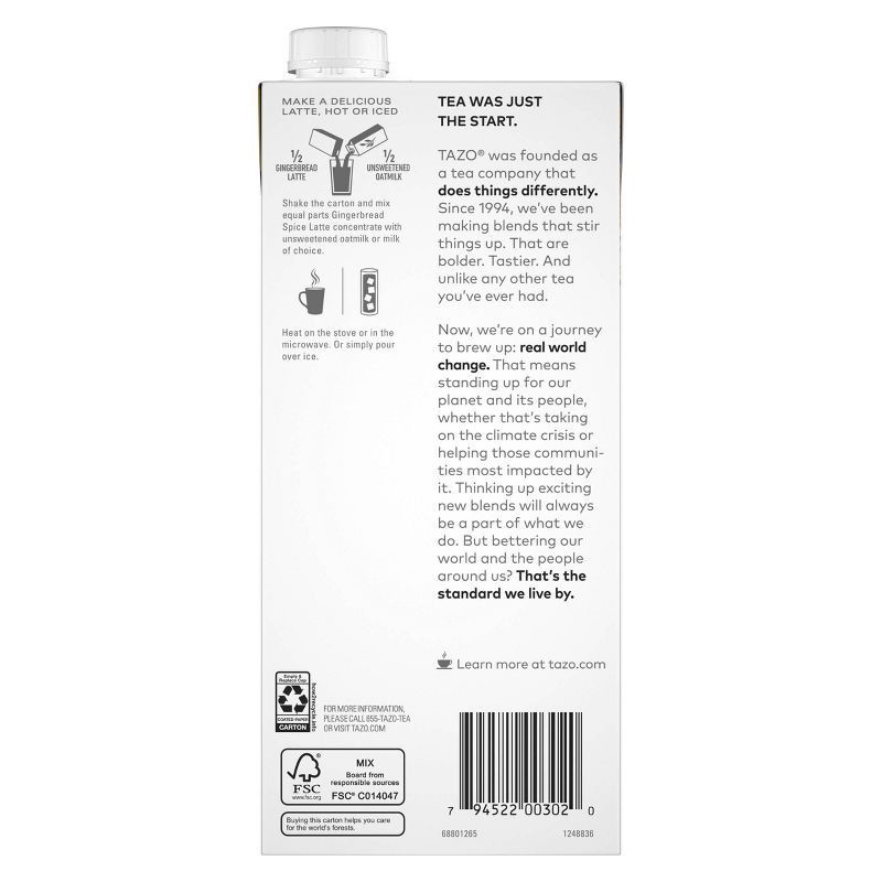 slide 2 of 6, Tazo Gingerbread Spice Latte Black Tea Concentrate - Decaf - 32 fl oz, 32 fl oz