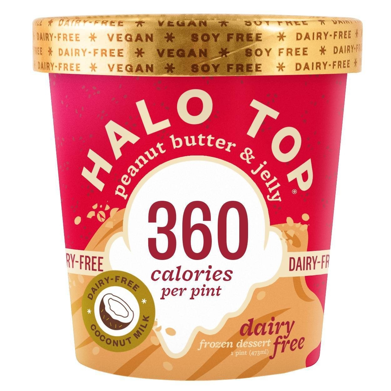 slide 1 of 1, Halo Top Creamery Dairy-Free Peanut Butter & Jelly Frozen Dessert, 16 oz