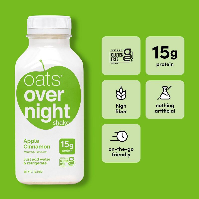 slide 4 of 10, Oats Overnight Shake Apple Cinnamon - 2.1oz, 2.1 oz