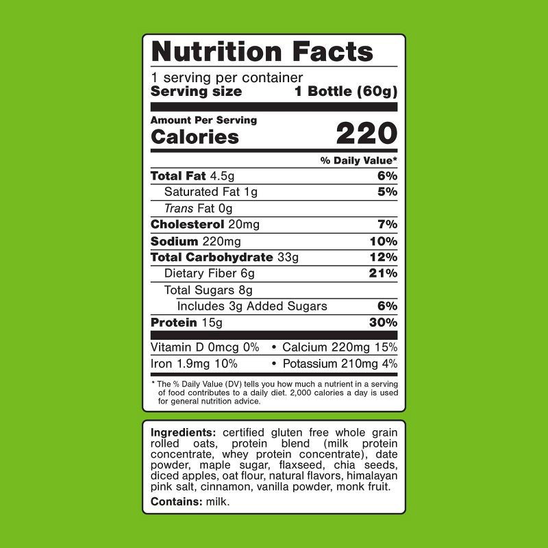 slide 6 of 10, Oats Overnight Shake Apple Cinnamon - 2.1oz, 2.1 oz