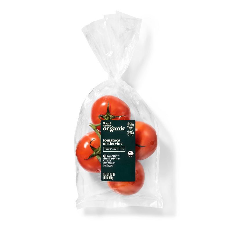 slide 1 of 4, Organic On-The-Vine Tomatoes - 1lb - Good & Gather™, 1 lb