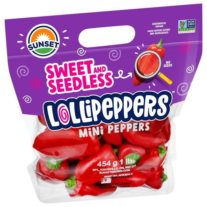slide 4 of 6, SUNSET Fresh Lollipeppers Seedless Mini Peppers - 1lb, 1 lb