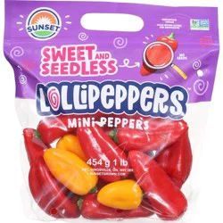 SUNSET Fresh Lollipeppers Seedless Mini Peppers - 1lb