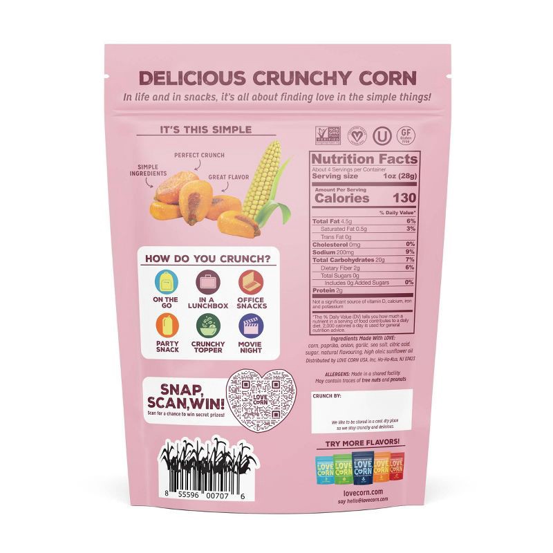 slide 7 of 9, Love Corn LOVE, CORN BBQ Crunchy Corn - 4oz, 4 oz