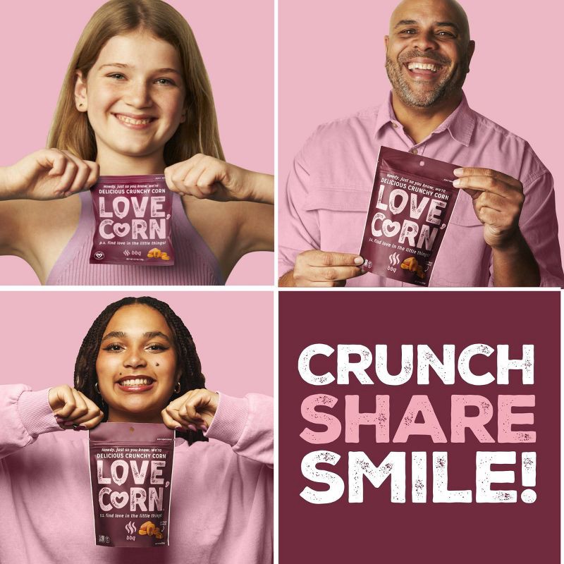 slide 4 of 9, Love Corn LOVE, CORN BBQ Crunchy Corn - 4oz, 4 oz