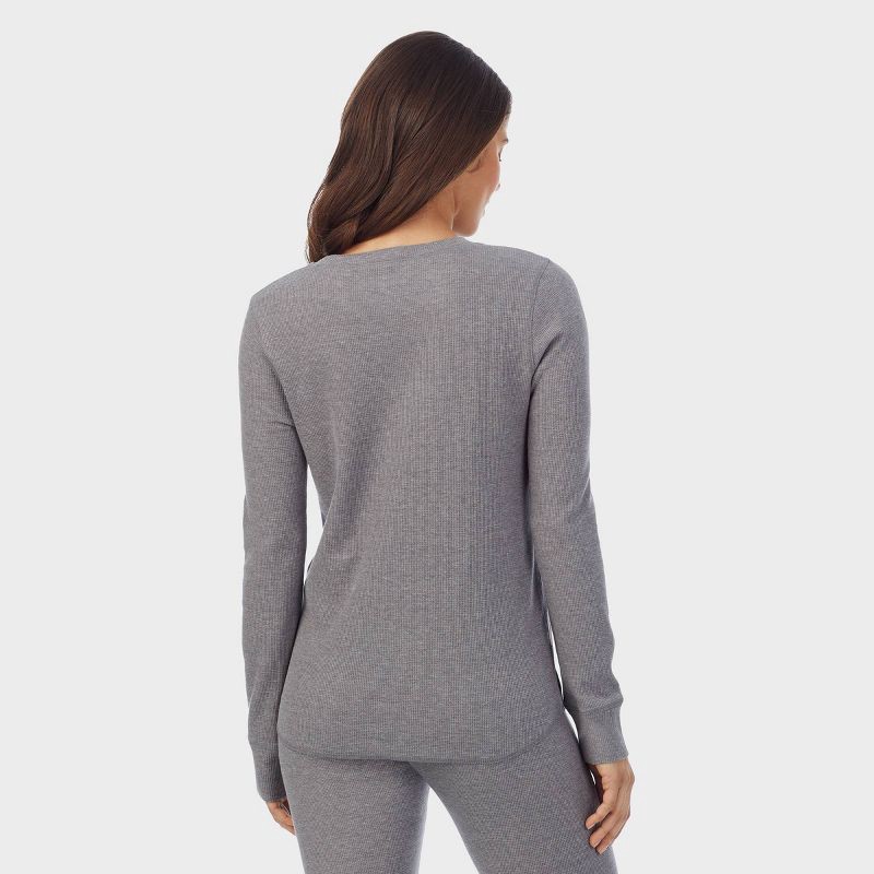slide 2 of 5, Warm Essentials by Cuddl Duds Women's Waffle Thermal Crewneck Pajama Top - Graphite Heather M, 1 ct