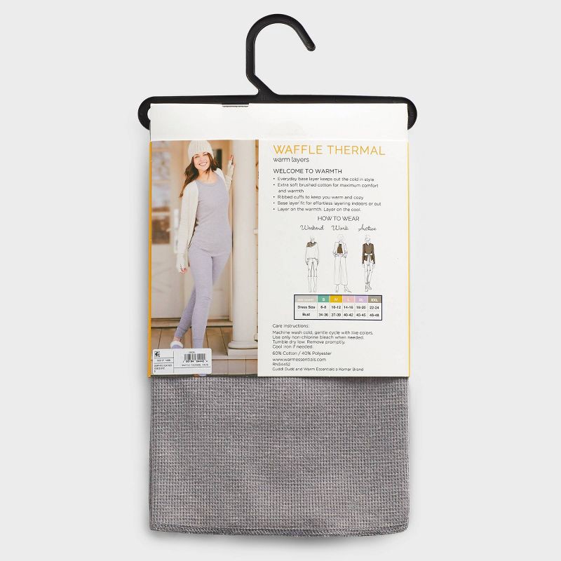 slide 4 of 5, Warm Essentials by Cuddl Duds Women's Waffle Thermal Crewneck Pajama Top - Graphite Heather XL, 1 ct