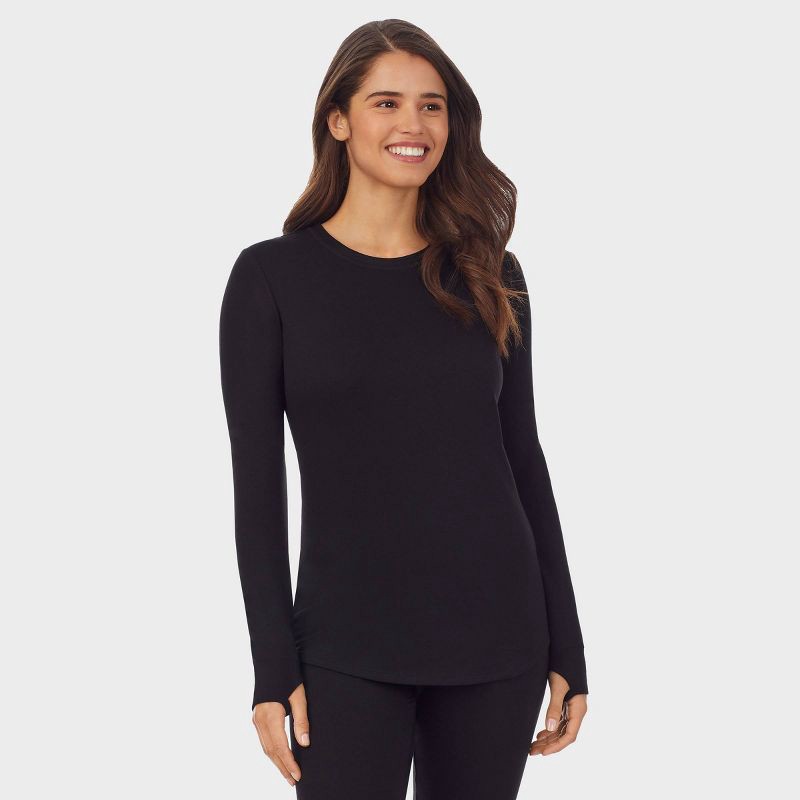 slide 3 of 5, Warm Essentials by Cuddl Duds Women's Everyday Comfort Thermal Crewneck Top - Black XL, 1 ct