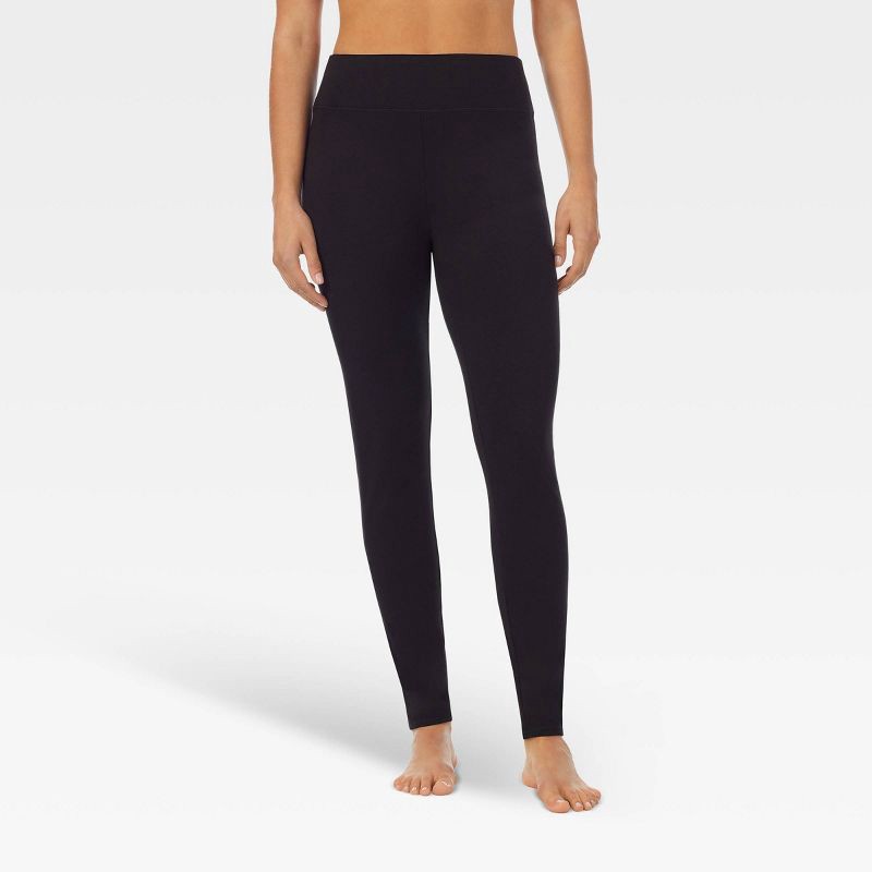 slide 4 of 6, Warm Essentials by Cuddl Duds Women's Everyday Comfort High-Waist Thermal Leggings - Black S, 1 ct