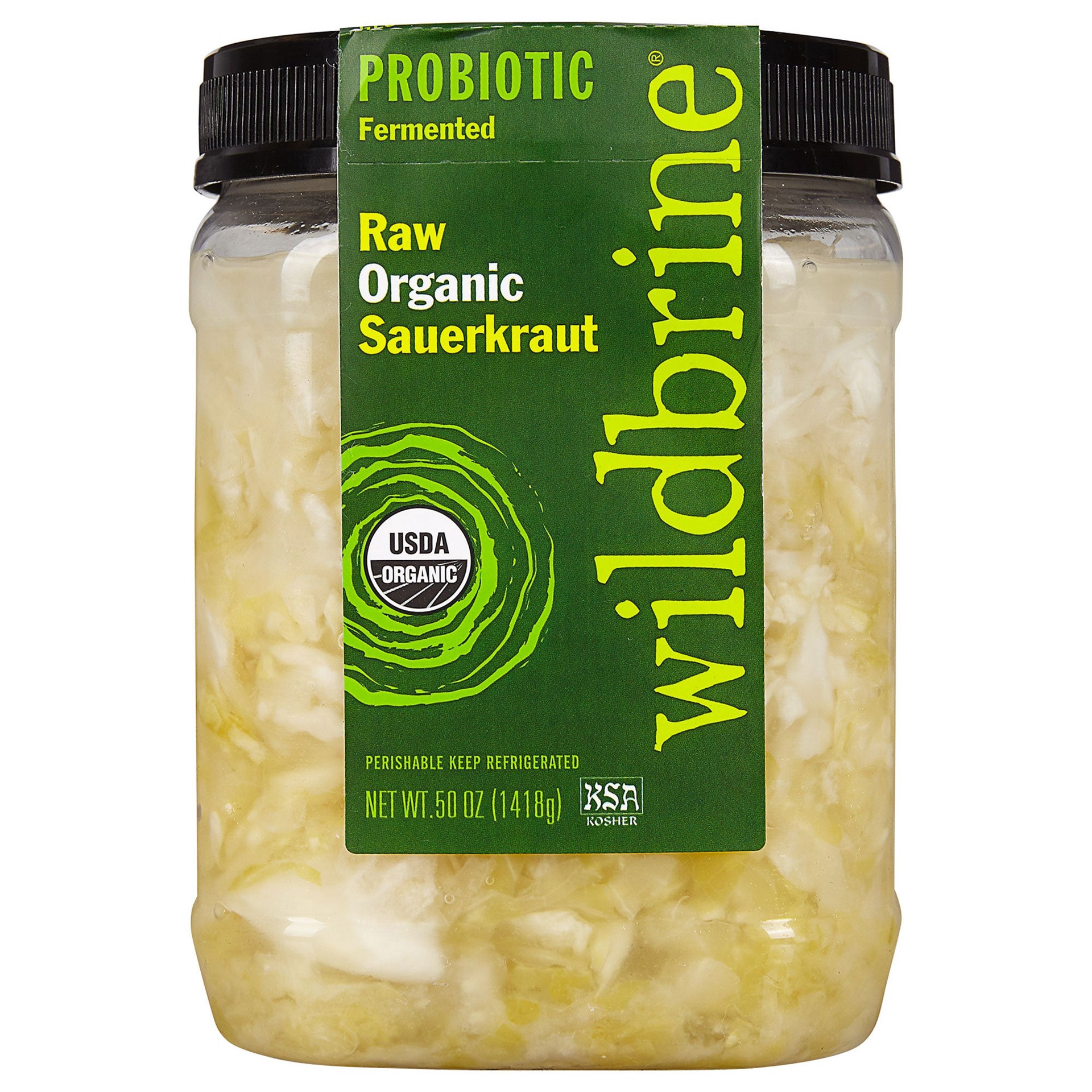 slide 1 of 2, Wildbrine Fermented Foods Wildbrine Raw Organic Sauerkraut, 50 oz, 