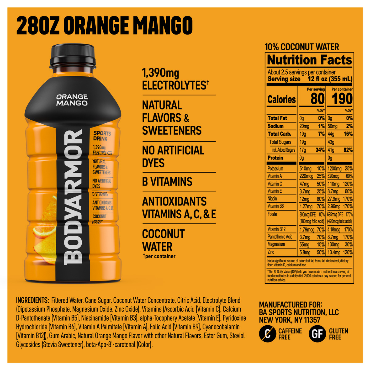 slide 6 of 6, BODYARMOR Orange Mango Super Drink - 28 fl oz, 28 fl oz