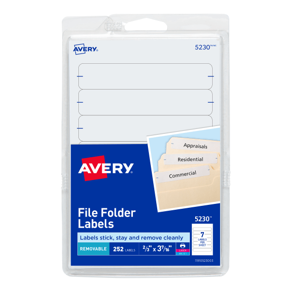 slide 1 of 6, Avery Removable File Folder Labels, 5230, White, 252 ct