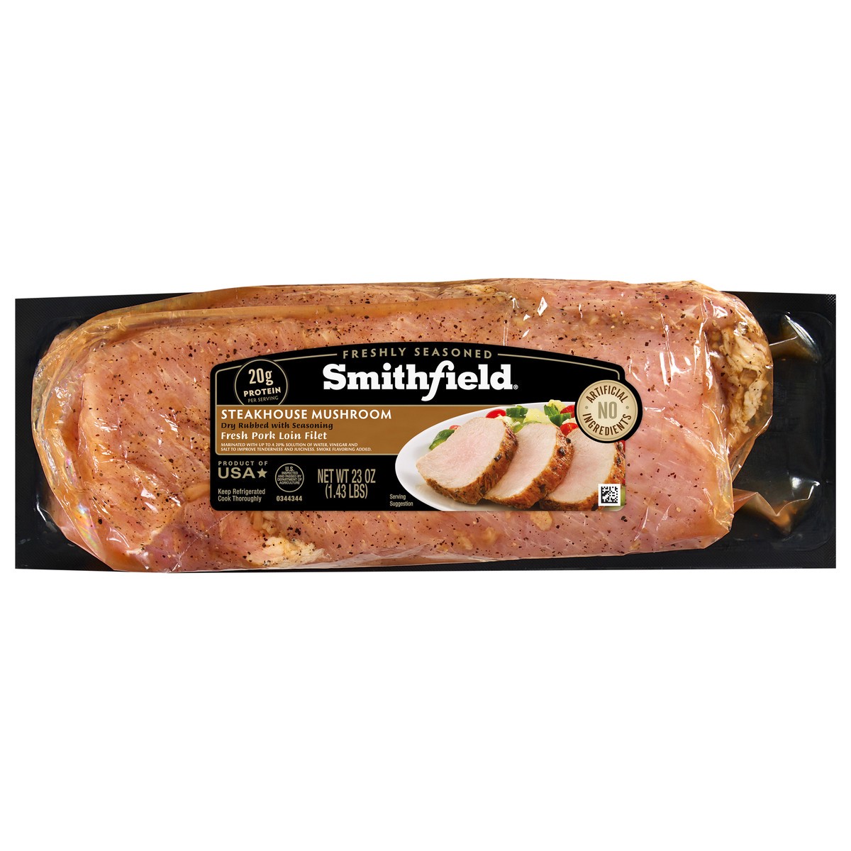 slide 1 of 6, Smithfield Marinated Portobello Mushroom Fresh Pork Loin Filet, 23 oz, 23 oz