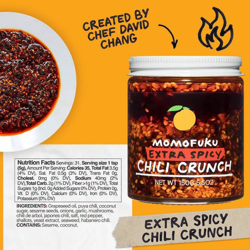 slide 6 of 8, Momofuku Extra Spicy Chili Crunch Oil - 5.5oz, 5.5 oz