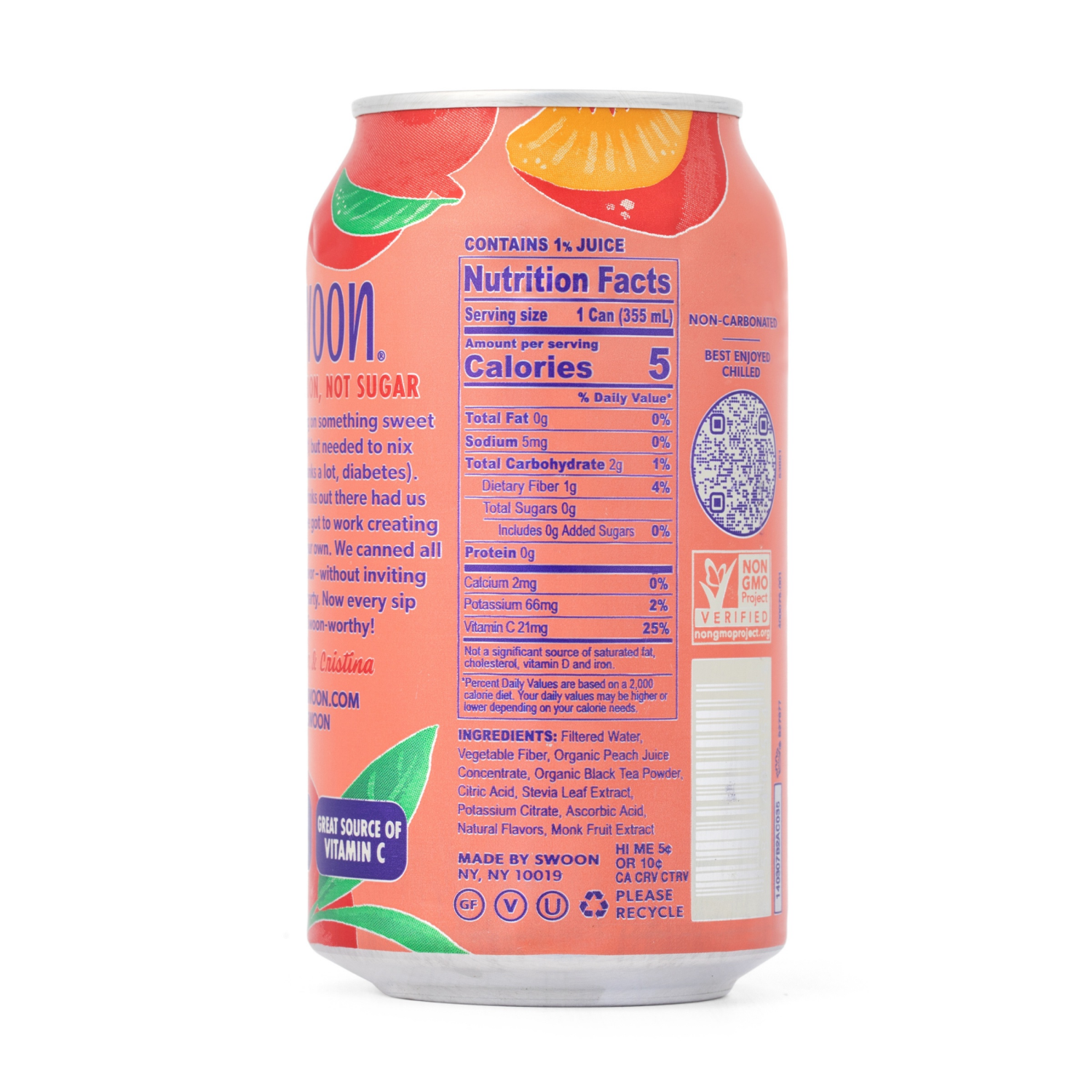 slide 2 of 5, Swoon Peach Tea - 12 fl oz, 12 fl oz