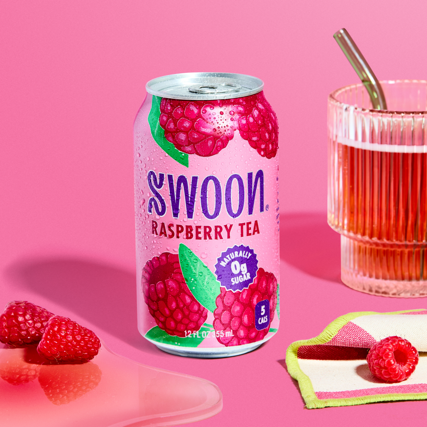 slide 4 of 5, Swoon 12oz Zero Sugar Raspberry Tea, 12 fl oz